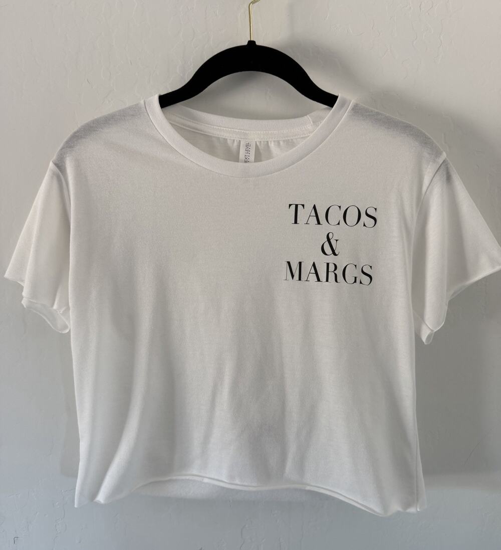 Tacos & Margs Graphic Tee White XS New